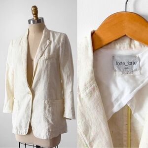 Forte forte Linen Confetti Speckled Cream Blazer Jacket Cream Neon Yellow Green